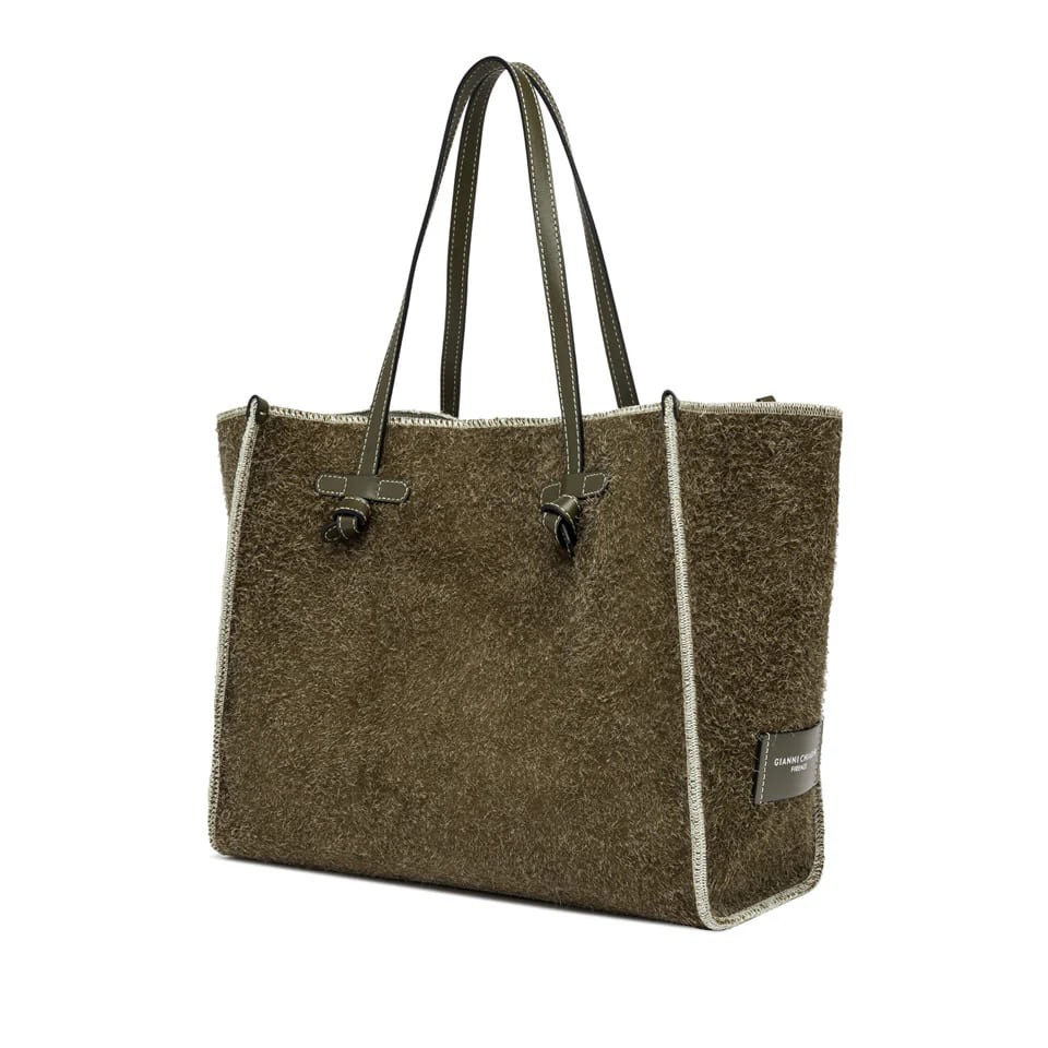 Marcella Spacious Suede Leather Shopper In Green