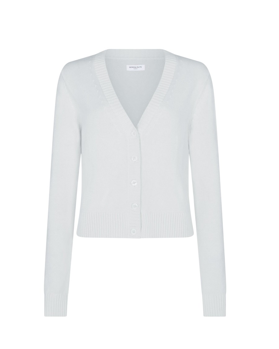 Serena Bute V-neck Semi Cropped Cardigan In Grey