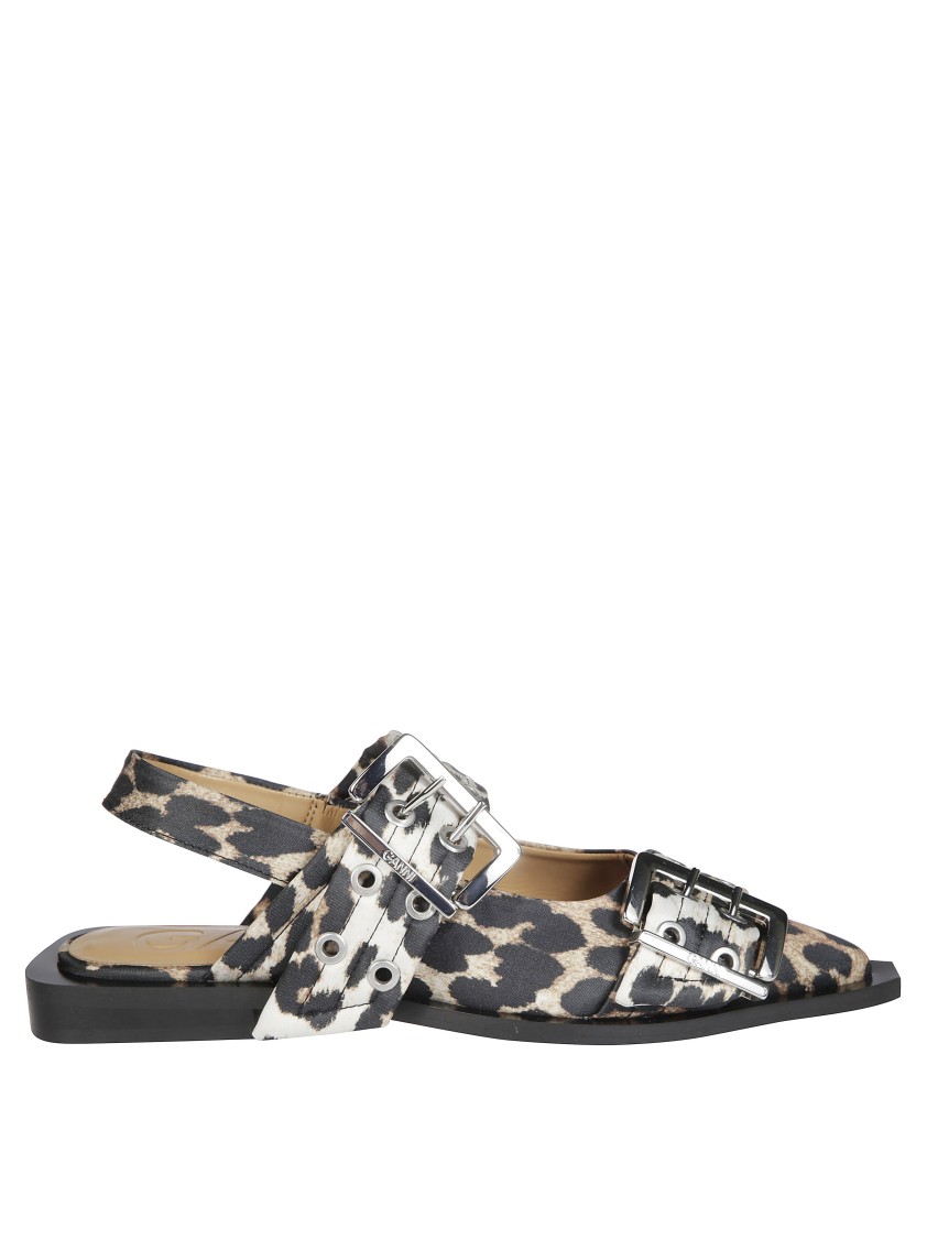 Ganni Buckle Satin Print Low-cut Shoe