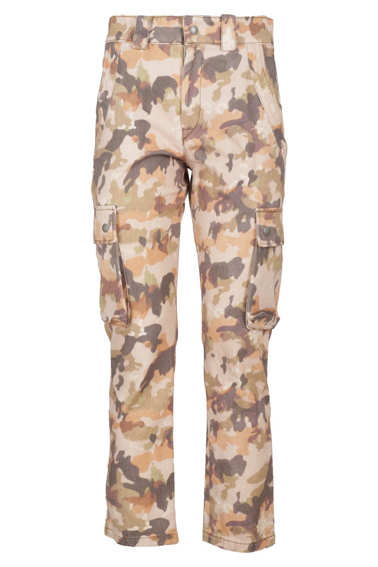 Shop Isabel Marant Evalia Camouflage Pattern Cotton Cargo Pants In Brown