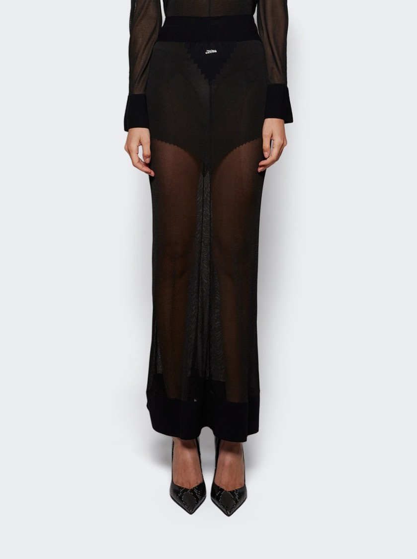 Jean Paul Gaultier Logo Knit Long Skirt Black In Black