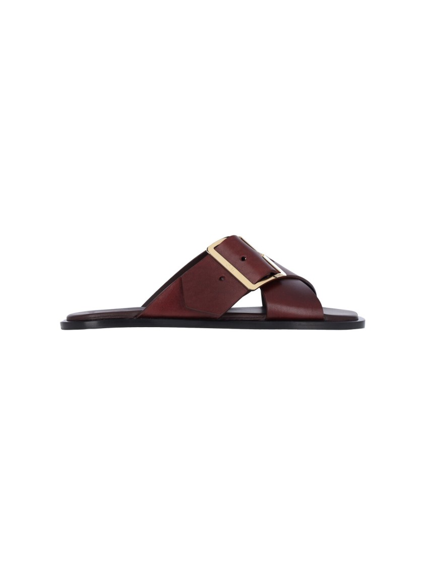 Loewe Cross Strap Heeled Sandals With Open Toe In Brown