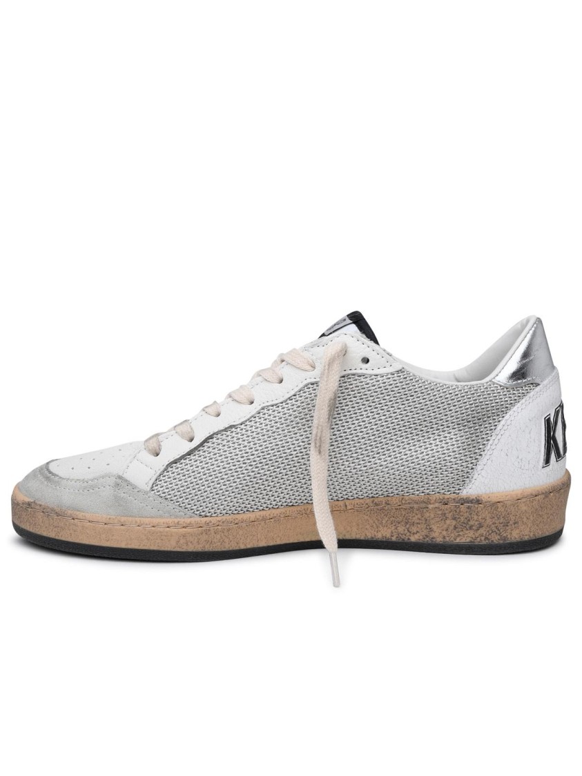 Golden Goose Ballstar Sneakers In White Leather Men In Gray