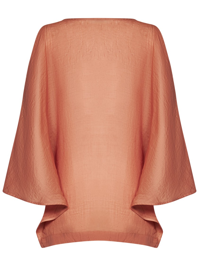 Fisico Cinnamon Ramie Kaftan-style Top With Shoulder Cut-outs