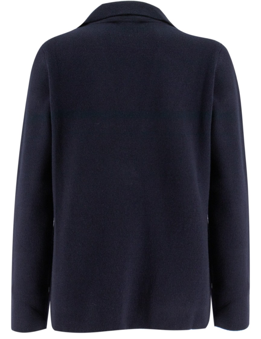 Shop Le Tricot Perugia Dark Blue Knitted Jacket