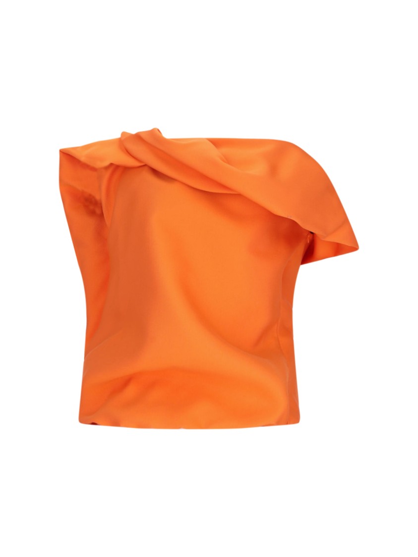 Dries Van Noten Draped Top In Orange Fabric Draped Design