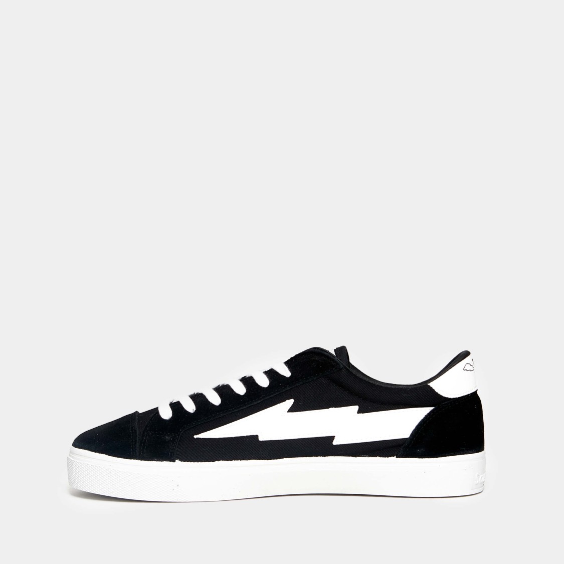 Sanyako Sneaker In Black Cotton And Suede With Box Sole