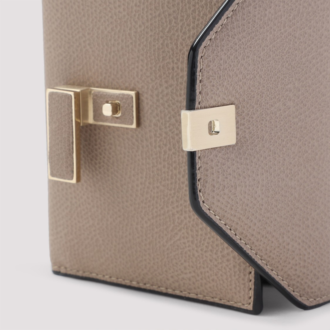 Valextra Leather Textured Wallet Gold Hardware In Neutral