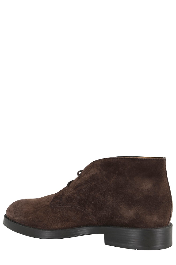 Tod's Suede Ankle Boot With Lace-up Closure And Rubber Sole In Black