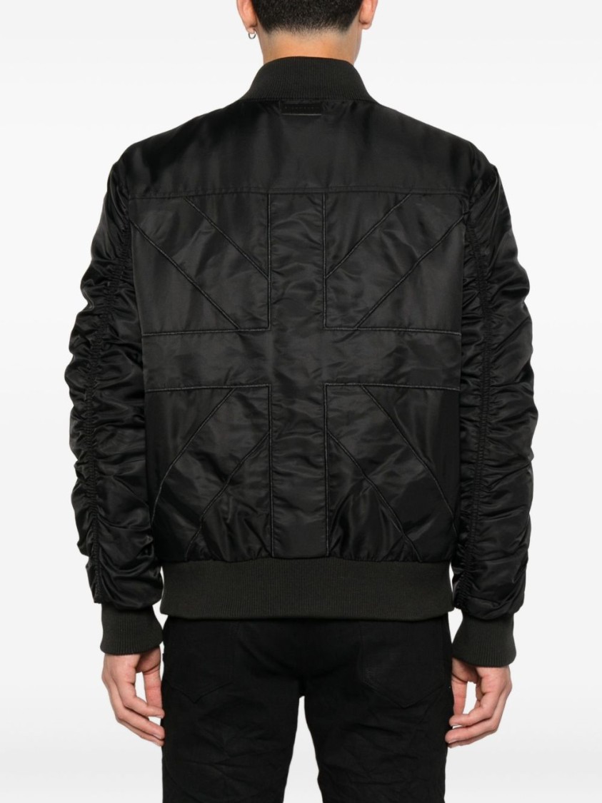 Richmond Black Bomber Jacket With Structured Fit In Black