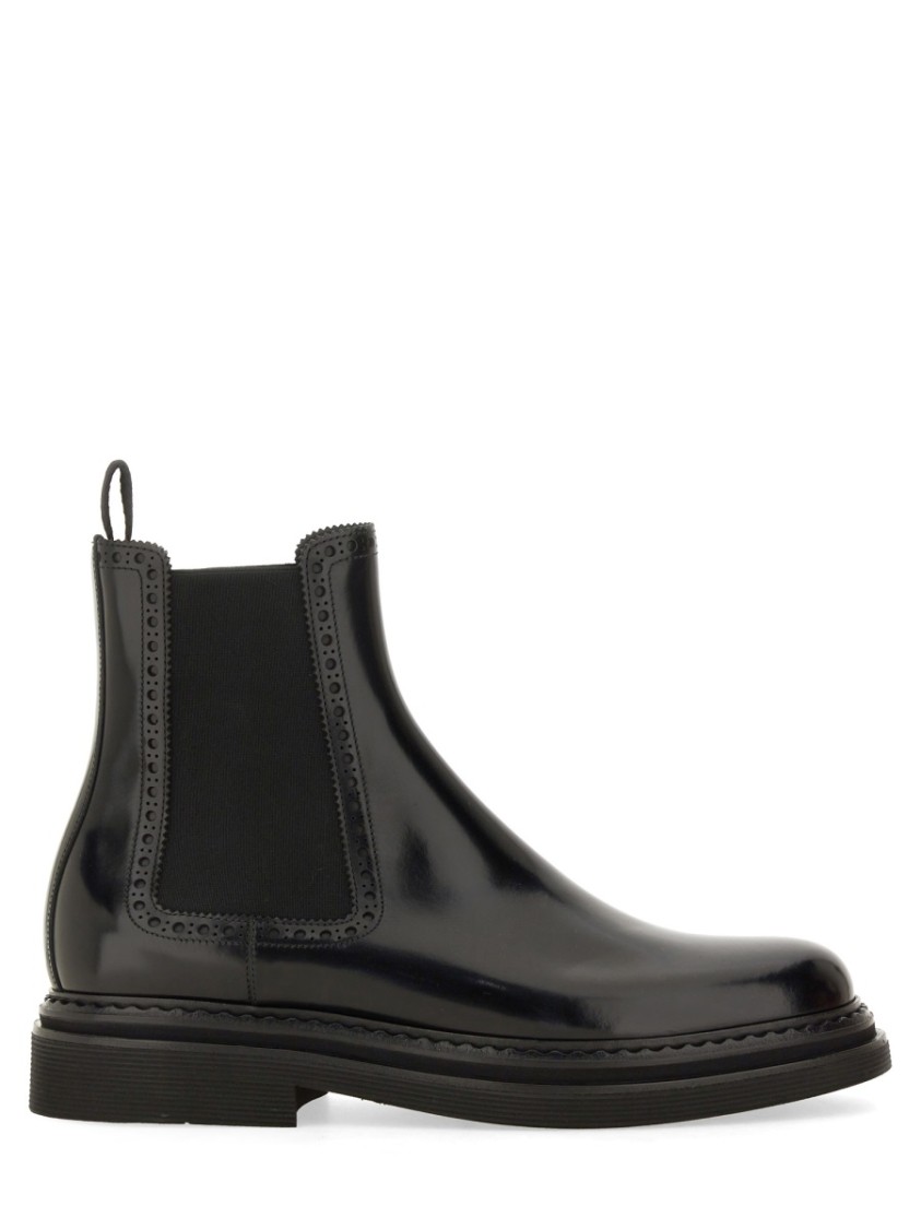 Dolce & Gabbana Men Brushed Leather Boot In Black