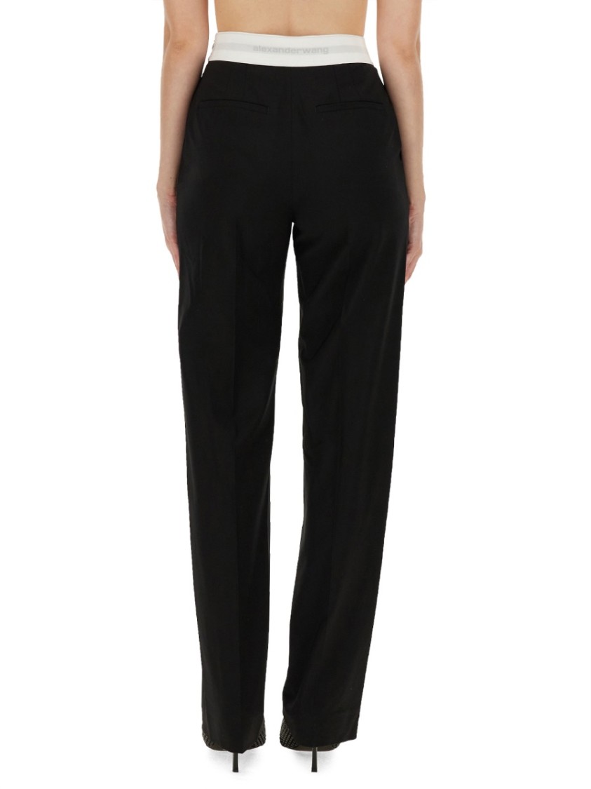 Alexander Wang High Waisted Pleated Pant With Logo Elastic Clothing In Black