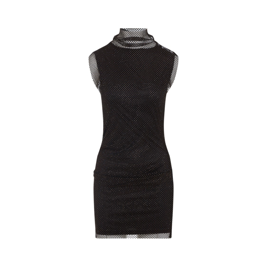 Sportmax Fitted Mini Dress With Textured Mesh Overlay In Black