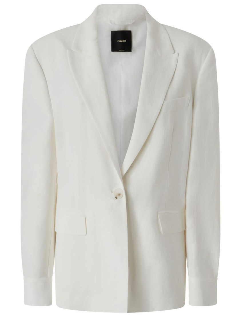 PINKO PINKO VISCOSE AND LINEN SINGLE-BREASTED JACKET