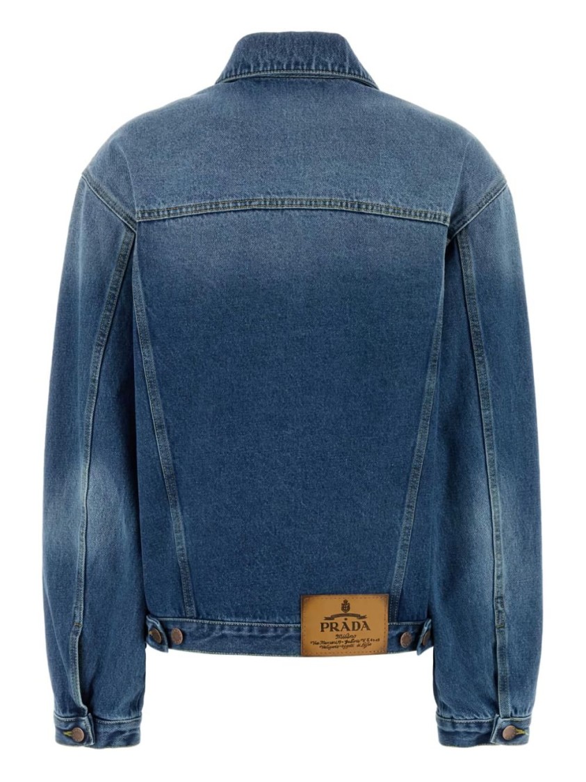 Prada Washed Denim Jacket In Blue