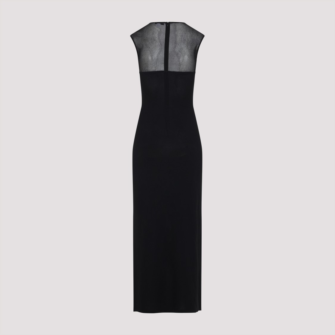 Shop Alaïa Black Sleeveless Evening Dress With Sheer Accents
