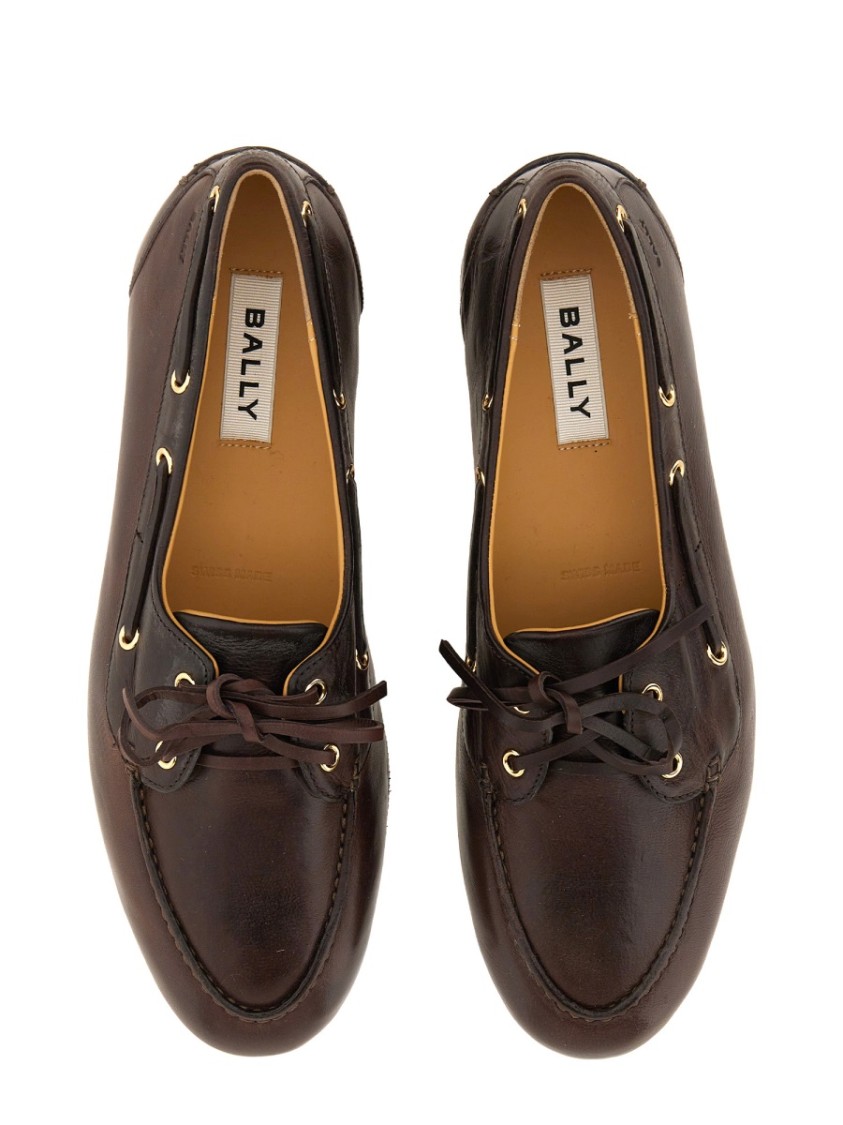 Bally Apron Toe Stacked Heel Loafers With Eyelet Detailing