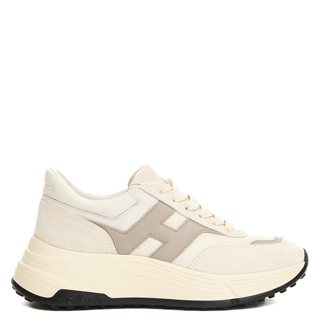 Hogan Beige Sneakers With Padded Ankle And Logo Accents