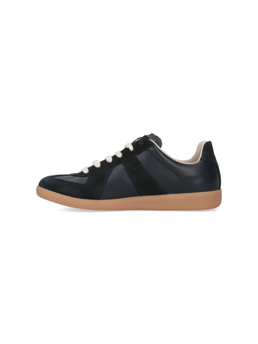 Maison Margiela Men Black Leather And Suede Replica Sneakers
