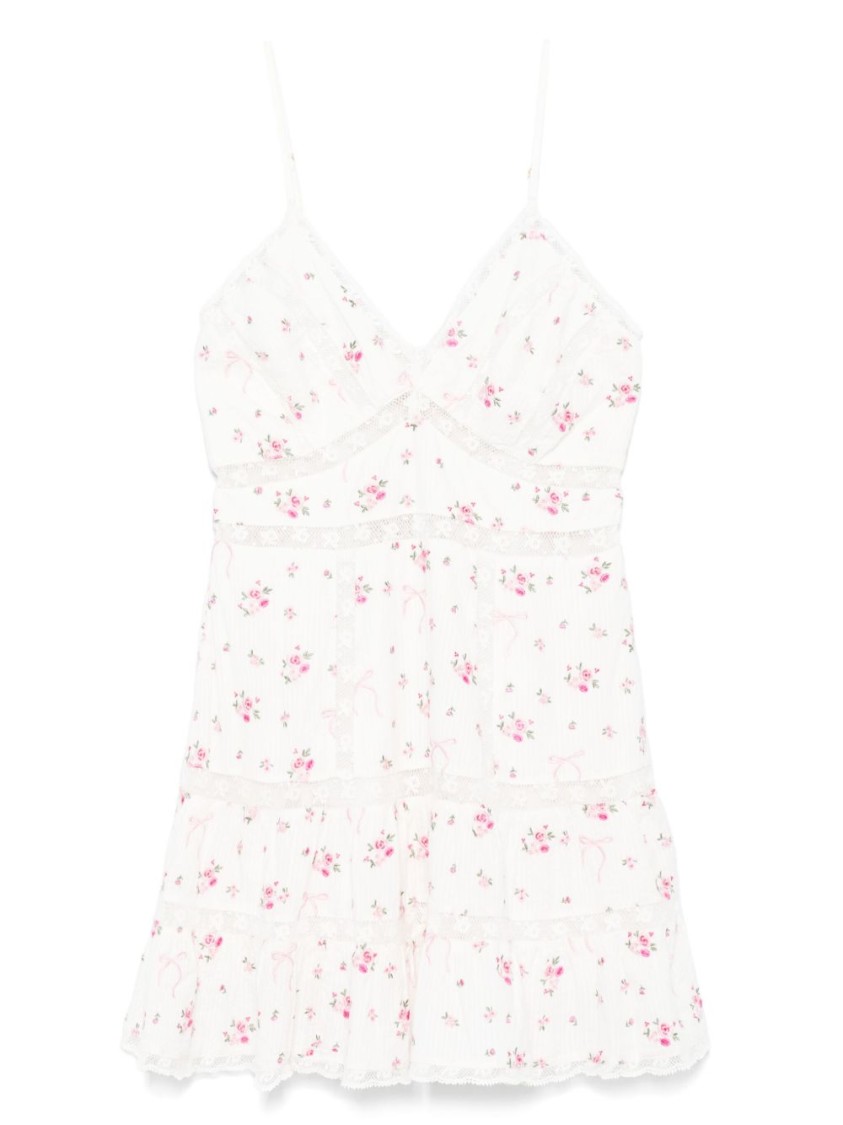 Loveshackfancy Solbina Ribbed Floral And Bow-embroidered Cotton Mini Dress