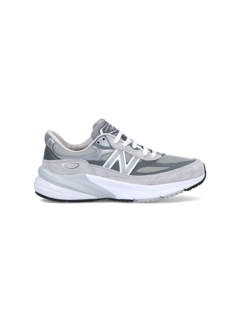 New Balance Grey Low Top Sneakers With Logo Detail In Suede And Tech Fabric Man
