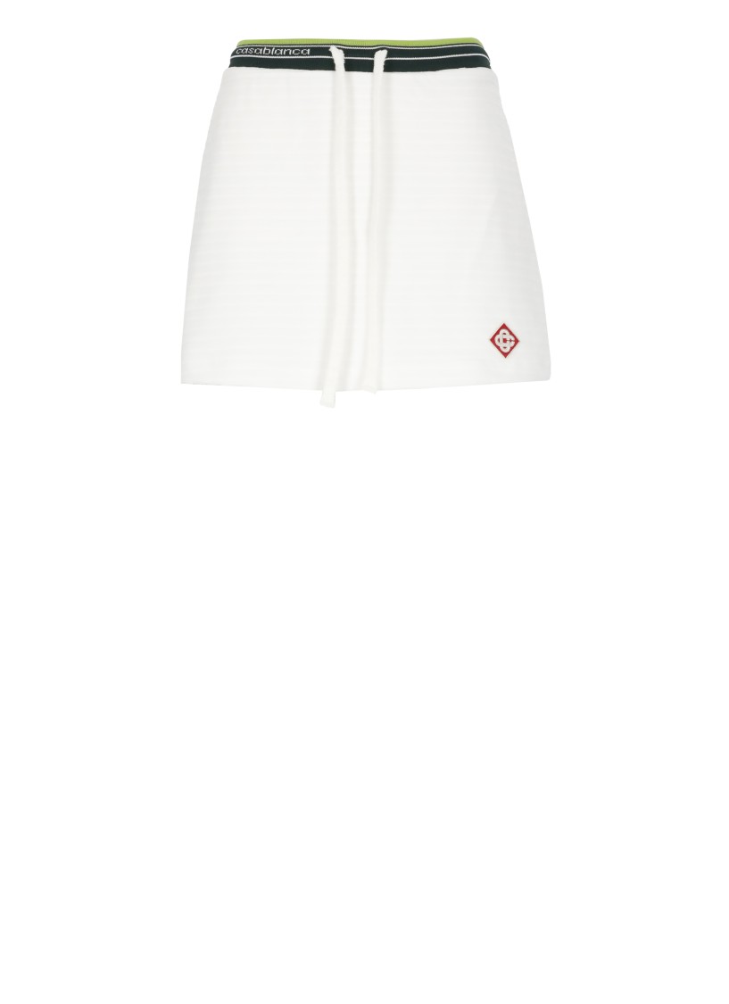 Casablanca Textured Fabric Tennis Skirt With Drawstring Waist