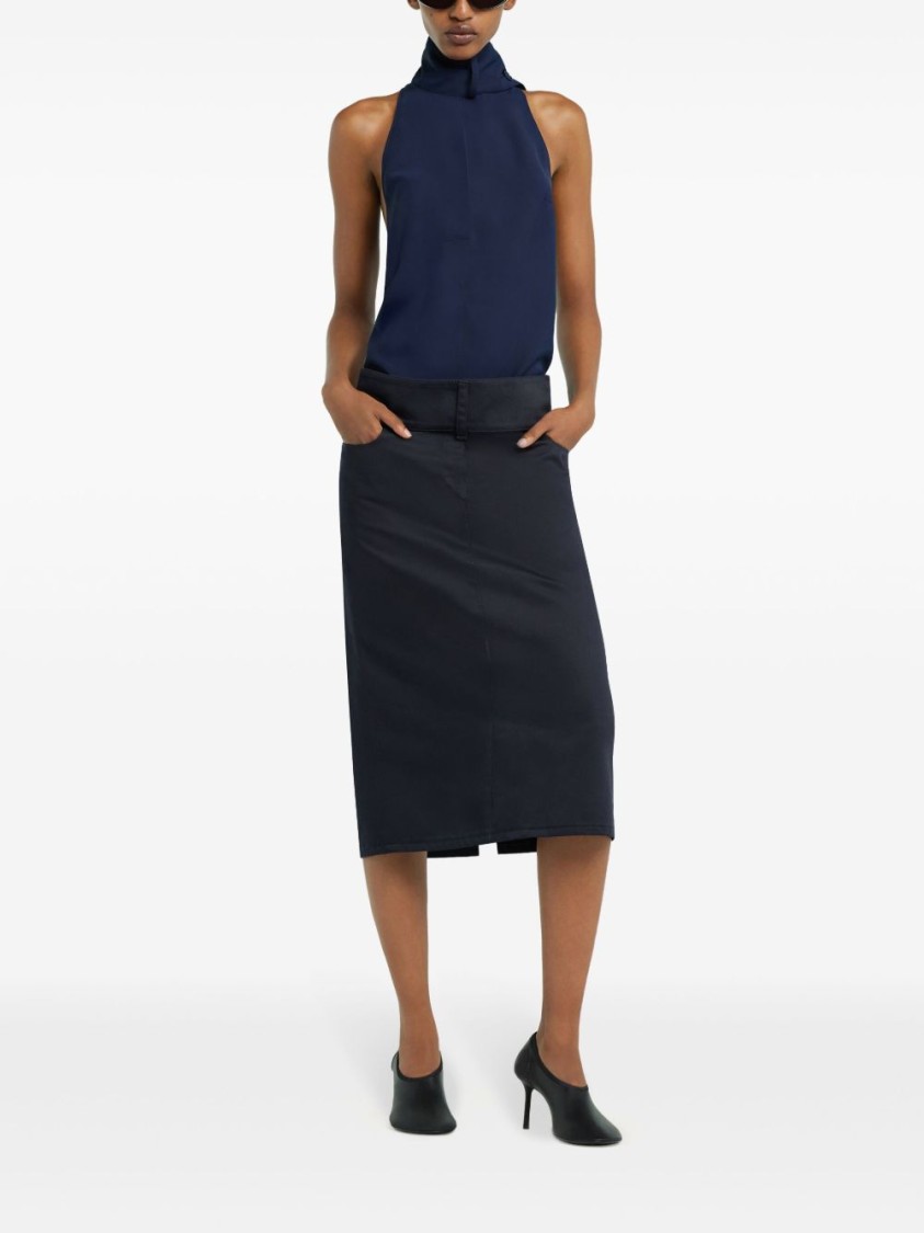 Courrèges Midnight Blue Skirt With Pockets In Black