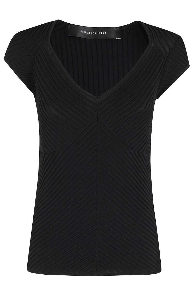 Shop Federica Tosi Tubular Cap Sleeve Top In Black