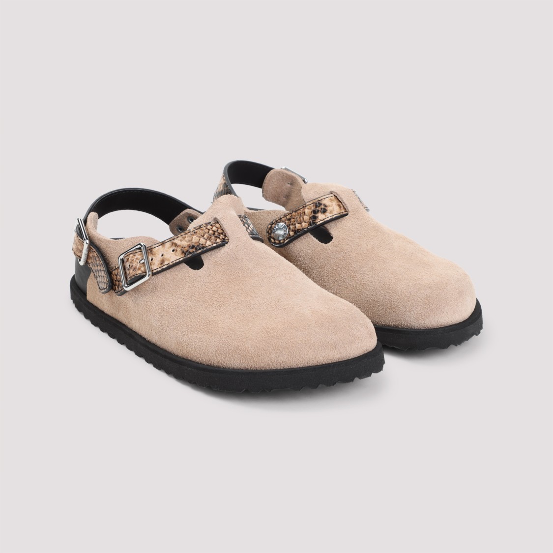 Shop Birkenstock 1774 Natural Beige Snake Suede Leather Tokio Sandals In Neutrals