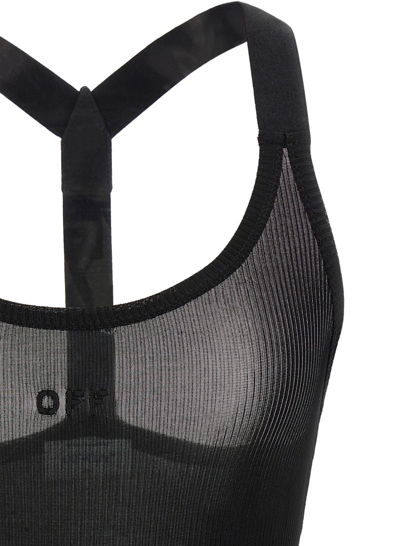 Off-white Slim-fit Ribbed Tank Top With Suspender Straps In Black