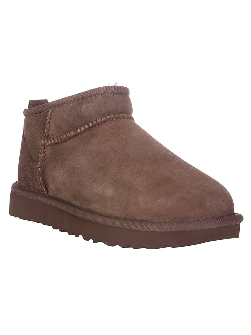 Ugg Classic Ultra Mini Womens Suede Ankle Bootie Slippers In Brown
