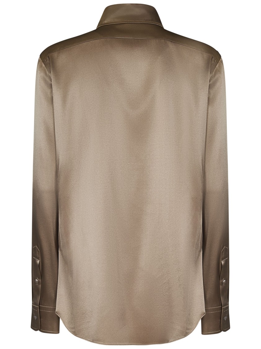 Polo Ralph Lauren Silk Shirt With Classic Button-down Front In Brown