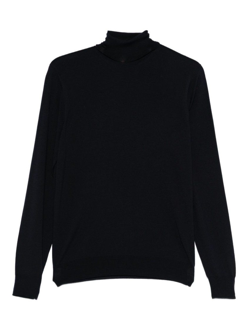 Drumohr Turtleneck Merino Wool Sweater With Long Sleeves In Black
