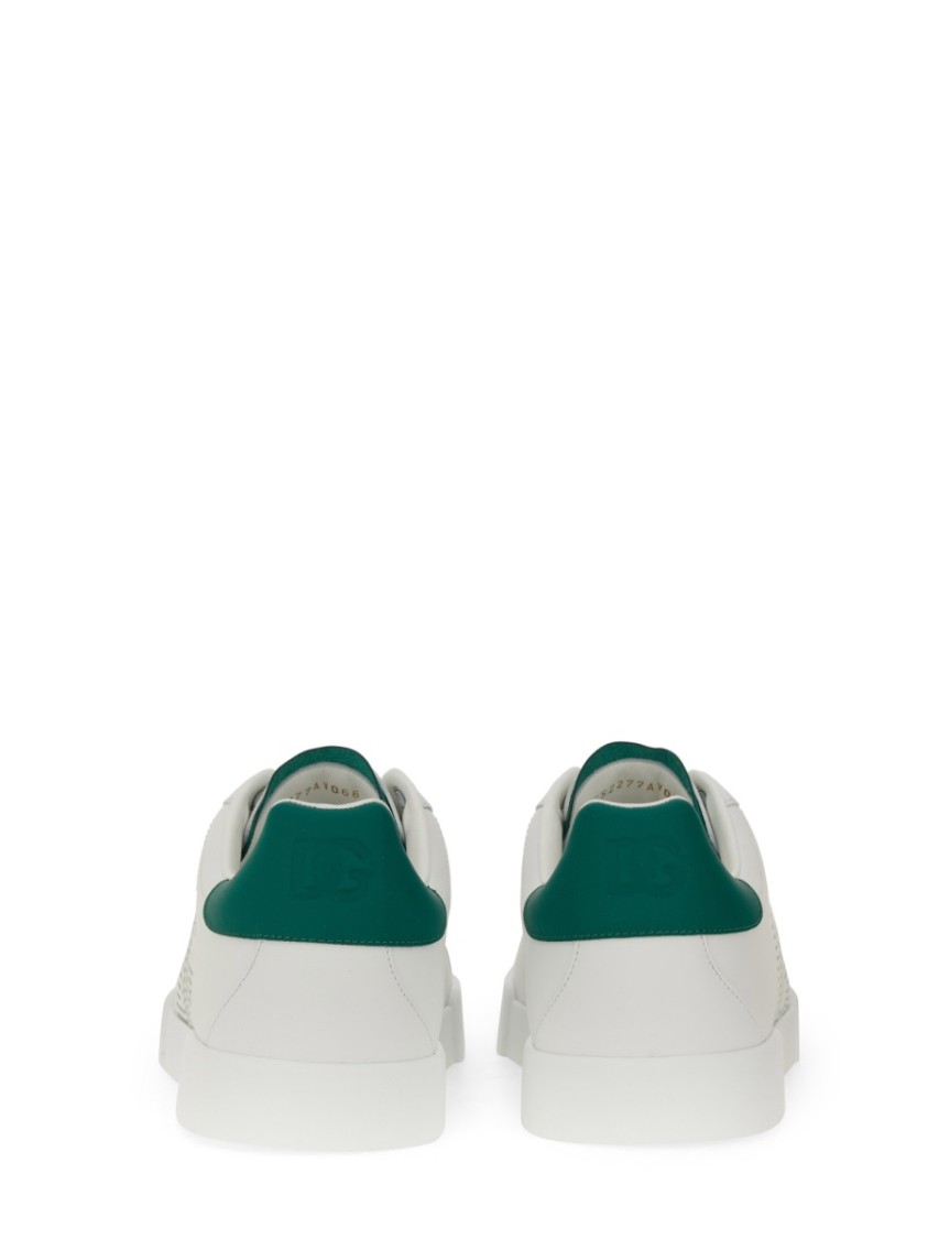 Dolce & Gabbana Portofino Leather Low-top Sneakers In White