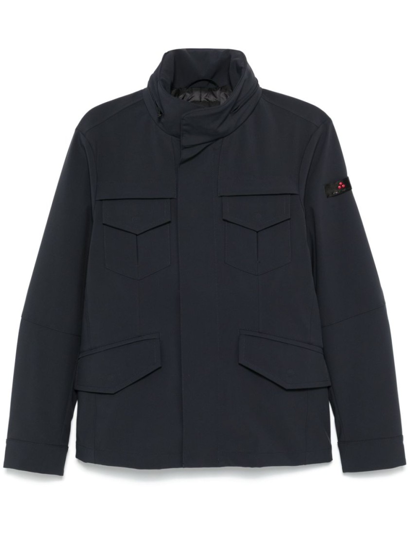 Shop Peuterey Layered Technical Jersey Jacket With Concealed Hood In Black