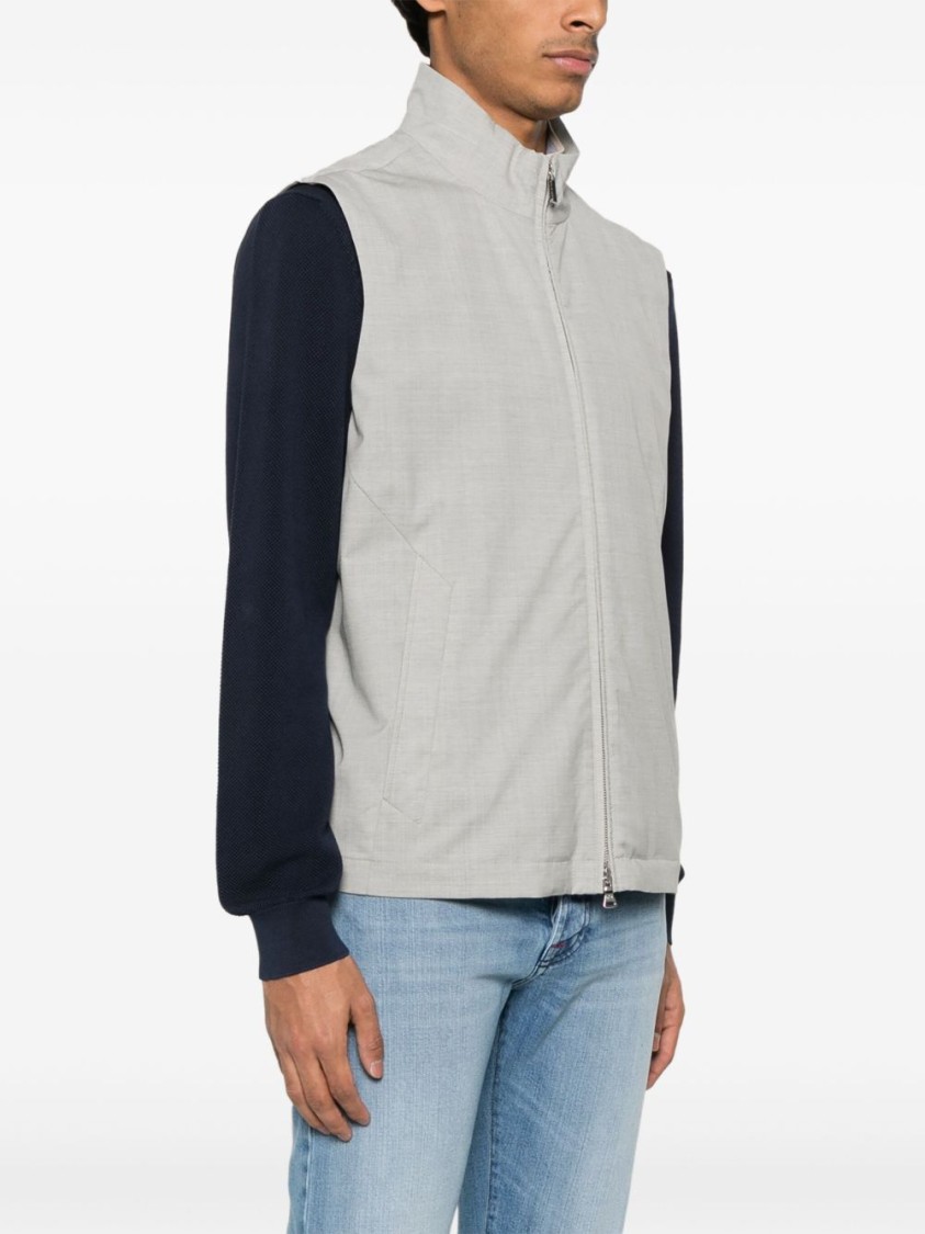 Shop Paul & Shark Light Grey Full Lining Gilet In White