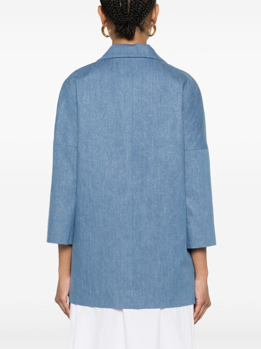 Tagliatore Single Button Blue Coat With Relaxed Silhouette In Blue