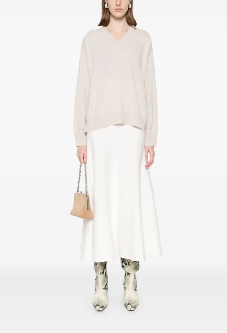 Fabiana Filippi Relaxed Fit V-neck Sweater In Neutral
