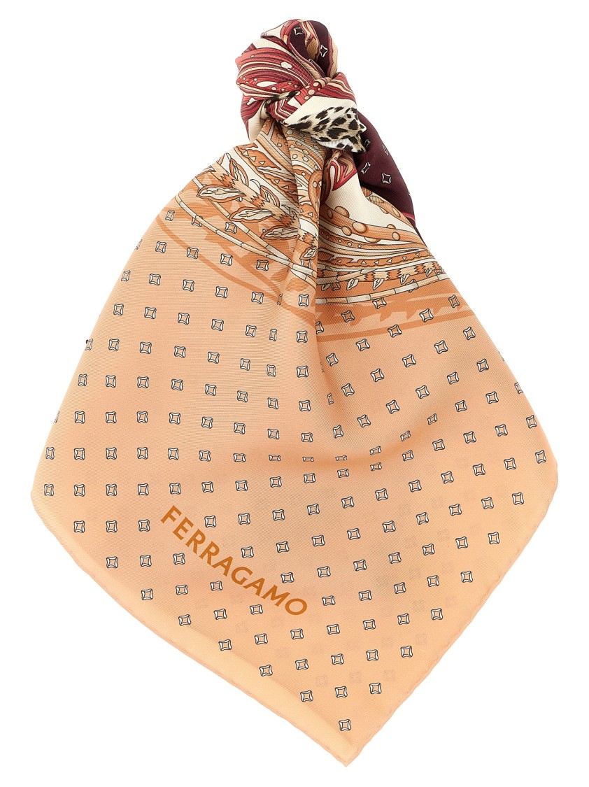 Ferragamo 'madras' Print Scarf In Brown
