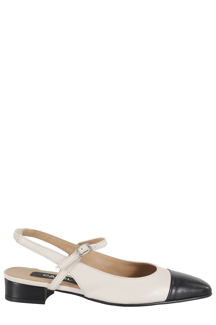 Shop Carel Paris Decolletè Slingback With Contrast Black Pointed Toe In Neutrals