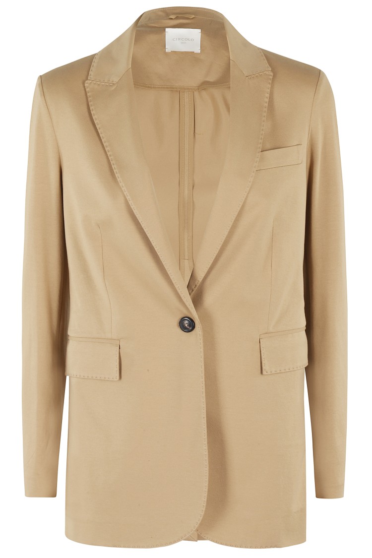 Circolo 1901 Chocolate Brown Double-breasted Floral Jacket With Dart Detailing For Women In Brown