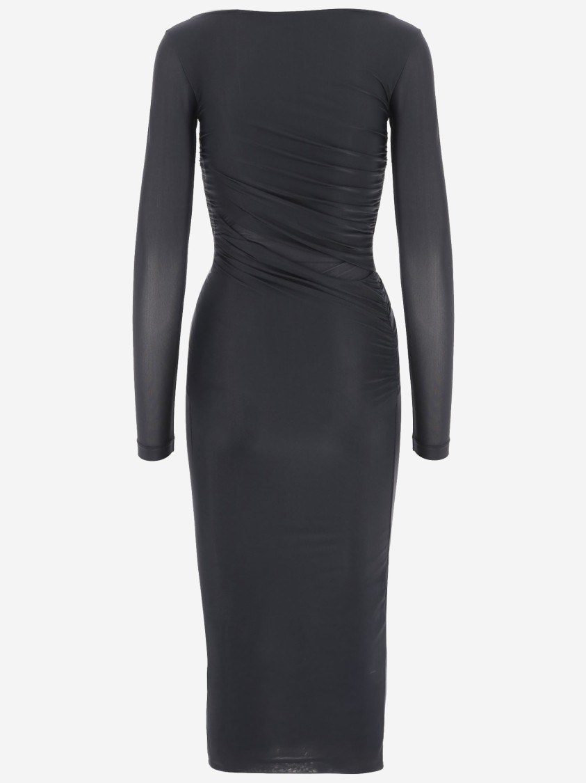 Shop Pinko Stretch Jersey Long Dress In Black