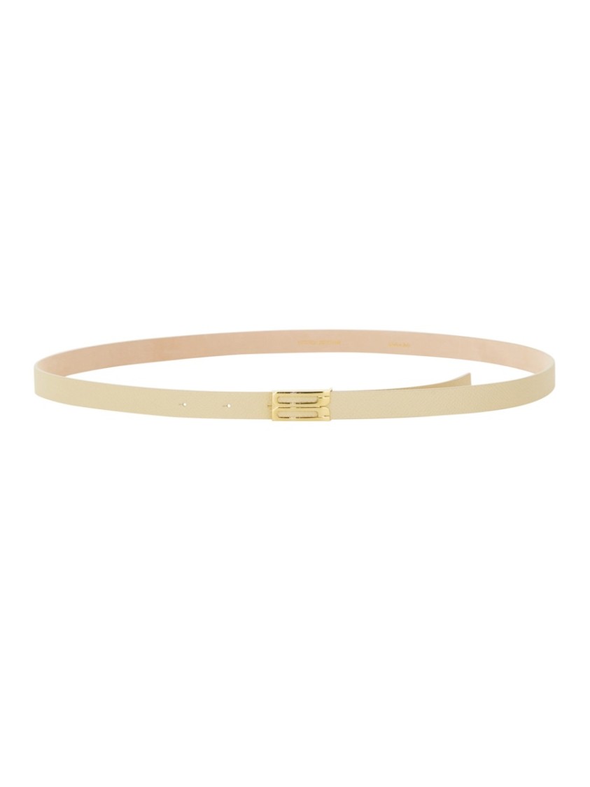 Victoria Beckham Geometric Buckle Belt In Neutrals