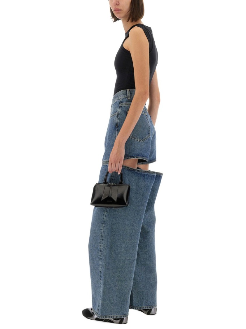 Attico Light Blue Cut-out Jeans In Blue