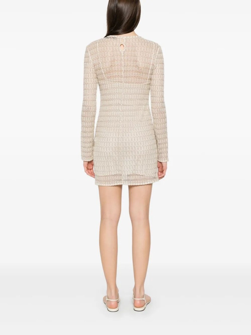 Missoni Short Dress With Long Sleeves And Unique Construction In Neutral