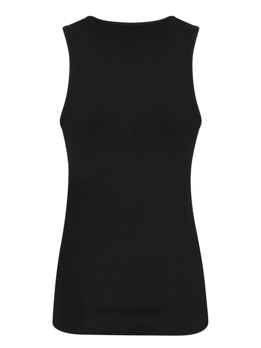 Givenchy Sleeveless Black Stretch Top With Silver Logo Detail In Black
