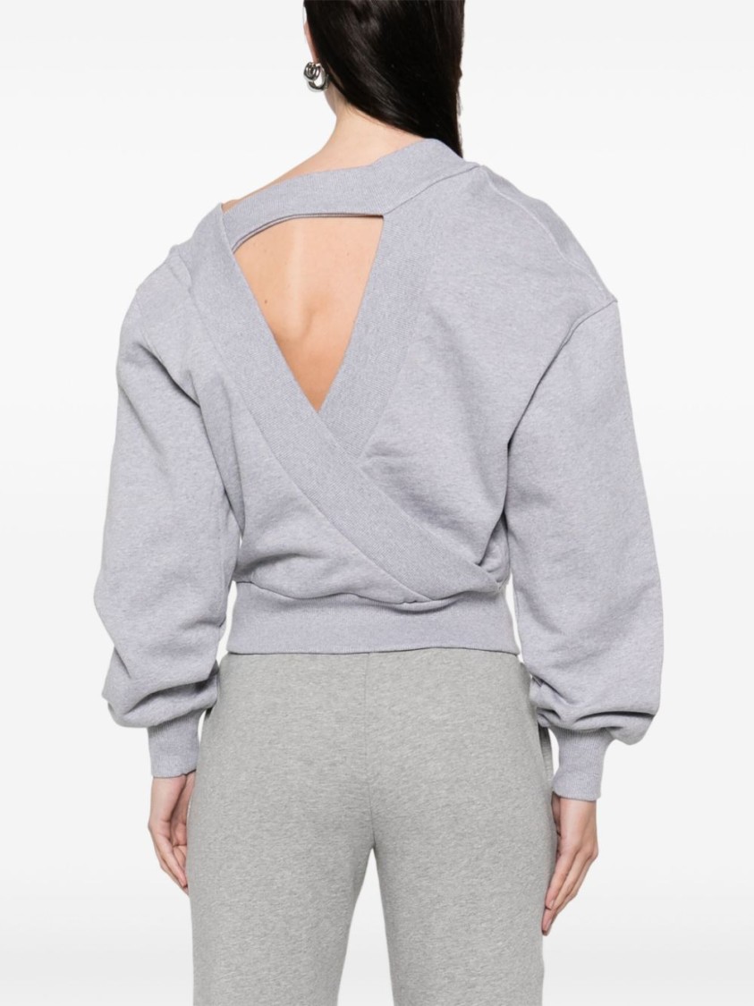 Attico Grey Cotton Logo Sweatshirt In Grey
