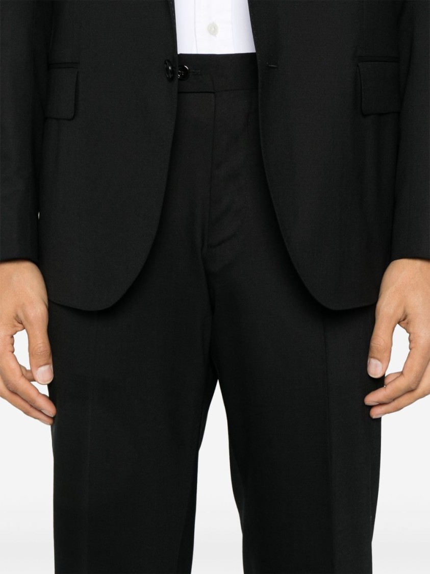 Lardini Tailored Wool Suit With Concealed Fastening In Black