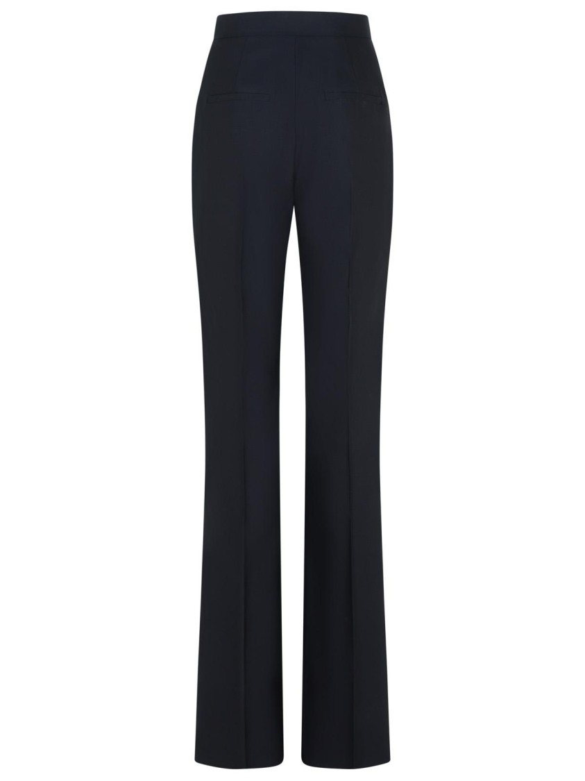 Max Mara Delfino Black Virgin Wool Blend Pants In Blue
