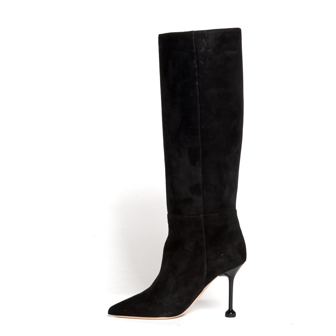 Ninalilou Elegant Black Suede Ankle Boots With Chic Button Detail In Black